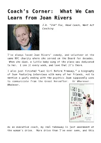 Coach's Corner: What We Can Learn from Joan Rivers