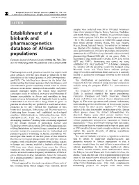 Establishment of a Biobank and Pharmacogenetics Database Of
