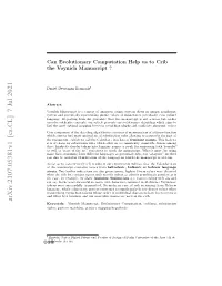 Evolutionary Computation and the Voynich Manuscript