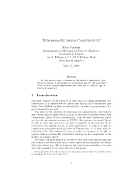 Extensionality Versus Constructivity∗