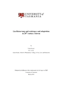 Lin Hsien-Tang and Resistance and Adaptation in 20Th Century Taiwan