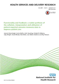 A Realist Synthesis of the Collation, Interpretation and Utilisation of Patient-Reported Outcome Measures Data to Improve Patient Care