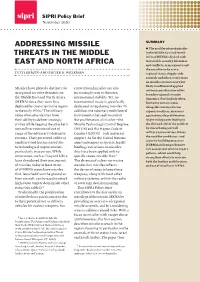 Addressing Missile Threats in the Middle East