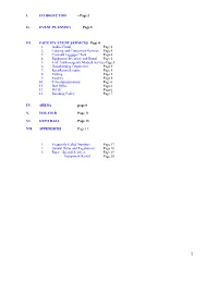 II. EVENT PLANNING Page 3 III. FACILITY