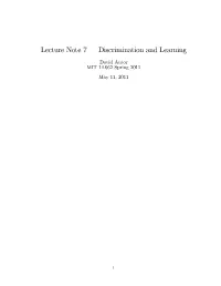 Lecture Note 7 – Discrimination and Learning