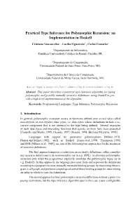 Practical Type Inference for Polymorphic Recursion: an Implementation in Haskell