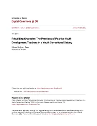 The Practices of Positive Youth Development Teachers in a Youth Correctional Setting