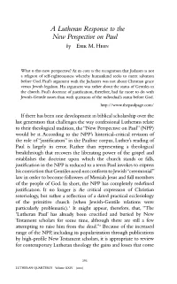 A Lutheran Response to the New Perspective on Paul by ERIK M