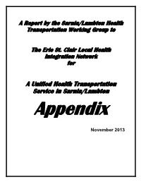 A Unified Health Transportation Service in Sarnia/Lambton Appendix