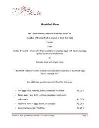 Breakfast Menu