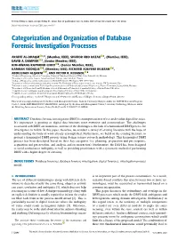 Categorization and Organization of Database Forensic Investigation Processes