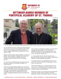 Hittinger Named Member of Pontifical Academy of St
