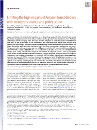Limiting the High Impacts of Amazon Forest Dieback with No-Regrets Science and Policy Action PERSPECTIVE David M