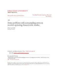 Some Problems with Nonsampling Errors in Receiver Operating Characteristic Studies Marie Ann Coffin Iowa State University