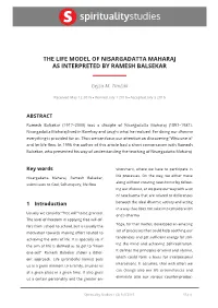 The Life Model of Nisargadatta Maharaj As Interpreted by Ramesh Balsekar