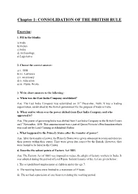 Chapter 1: CONSOLIDATION of the BRITISH RULE