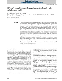 Effect of Residual Stress on Cleavage Fracture Toughness by Using Cohesive Zone Model