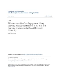 Effectiveness of Student Engagement Using Learning Management System in the Blended Learning Environment at Saudi Electronic University Yousef Almoslamani
