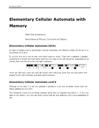 Elementary Cellular Automata with Memory
