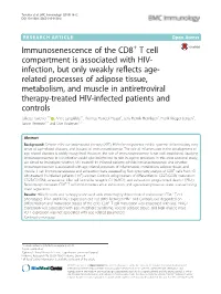 Immunosenescence of the CD8+ T Cell Compartment Is Associated With