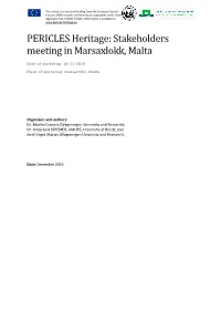 PERICLES Heritage: Stakeholders Meeting in Marsaxlokk, Malta