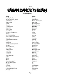 Urban Dance Theory Song List