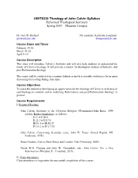 05HT6320 – Theology of John Calvin