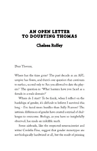 AN OPEN LETTER to DOUBTING THOMAS Chelsea Roffey