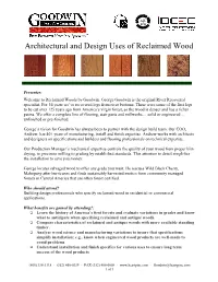 Architectural and Design Uses of Reclaimed Wood Handout