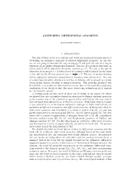 ARITHMETIC DIFFERENTIAL GEOMETRY 1. Introduction the Aim