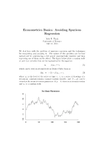Econometrics Basics: Avoiding Spurious Regression