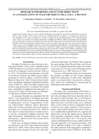 Research Priorities and Future Directions in Conservation of Wild Orchids in Sri Lanka: a Review