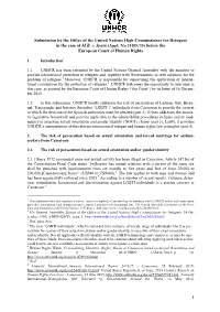 Submission by the Office of the United Nations High Commissioner for Refugees in the Case of M.B