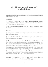 07. Homeomorphisms and Embeddings