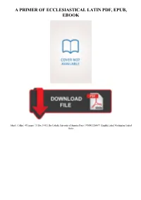 A Primer of Ecclesiastical Latin Pdf, Epub, Ebook