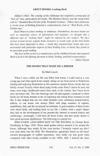 ABOUT BOOKS: Looking Back (Editor's Note: the Coming of The