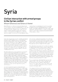 Civilian Interaction with Armed Groups in the Syrian Conflict Wisam Elhamoui and Sinan Al-Hawat