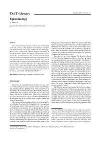 Epistemology TACT Glossary