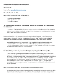 Example Digital Storytelling Micro-Grant Application