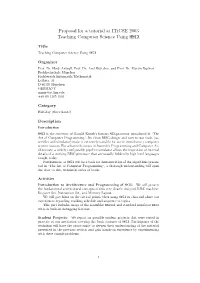 Proposal for a Tutorial at Iticse 2003 Teaching Computer Science Using MMIX