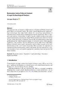 Restorative Justice Policy in Context: a Legal‑Archaeological Analysis