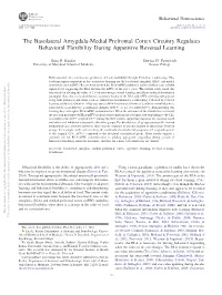 The Basolateral Amygdala-Medial Prefrontal Cortex Circuitry Regulates Behavioral Flexibility During Appetitive Reversal Learning