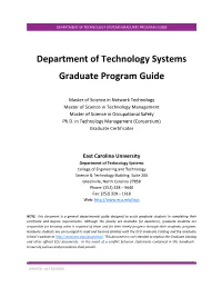 Department of Technology Systems Graduate Program Guide