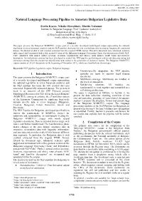 Natural Language Processing Pipeline to Annotate Bulgarian Legislative Data