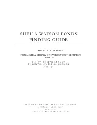 Sheila Watson Fonds Finding Guide