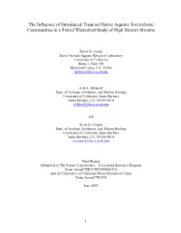 The Influence of Introduced Trout on Native Aquatic Invertebrate Communities in a Paired Watershed Study of High Sierran Streams
