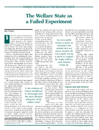 The Welfare State As a Failed Experiment