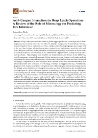 Acid-Gangue Interactions in Heap Leach Operations: a Review of the Role of Mineralogy for Predicting Ore Behaviour