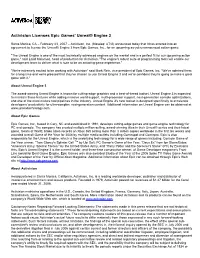 Activision Licenses Epic Games' Unreal® Engine 3