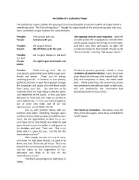 An Outline of a Eucharistic Prayer